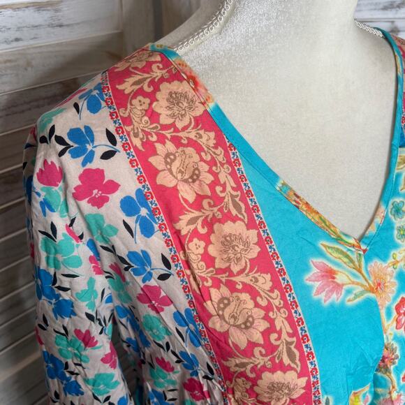 TOLANI COLLECTION Women's Vittoria Aqua Floral Tunic Top Modal Multicolor M NWT - Picture 13 of 16